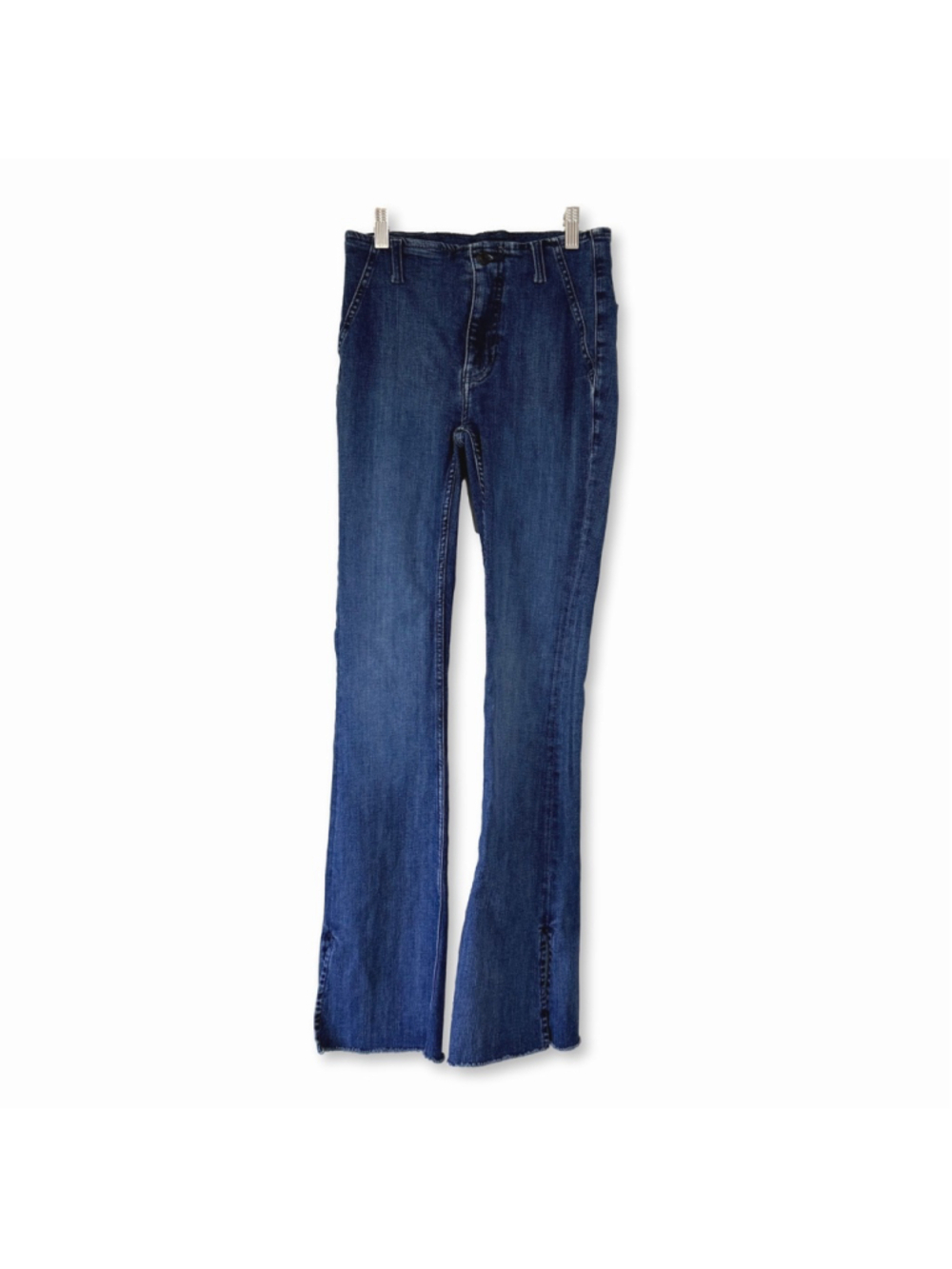 Free People We The Free High Rise Flare Leg Split Hem Blue Jeans Size 26